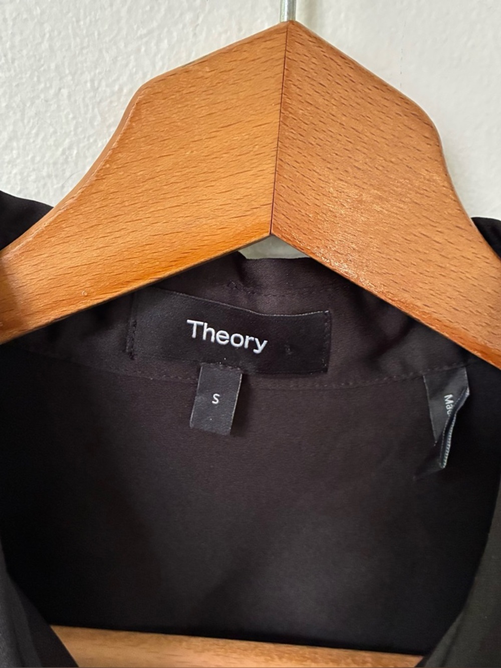 Theory Black Silk Blouse Button-Down Shirt - Picture 7 of 9